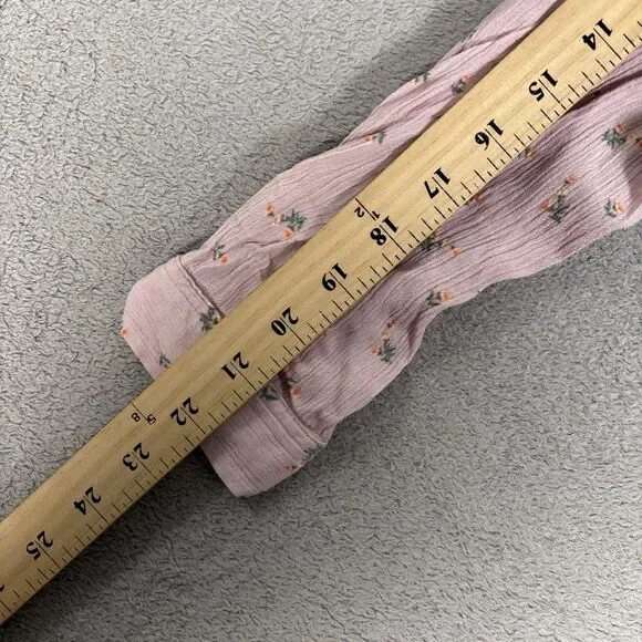 Hippie Rose Top Womens Size L Pink Floral Tie Waist Soft Girl Ditsy Boho Cottage - Picture 12 of 16